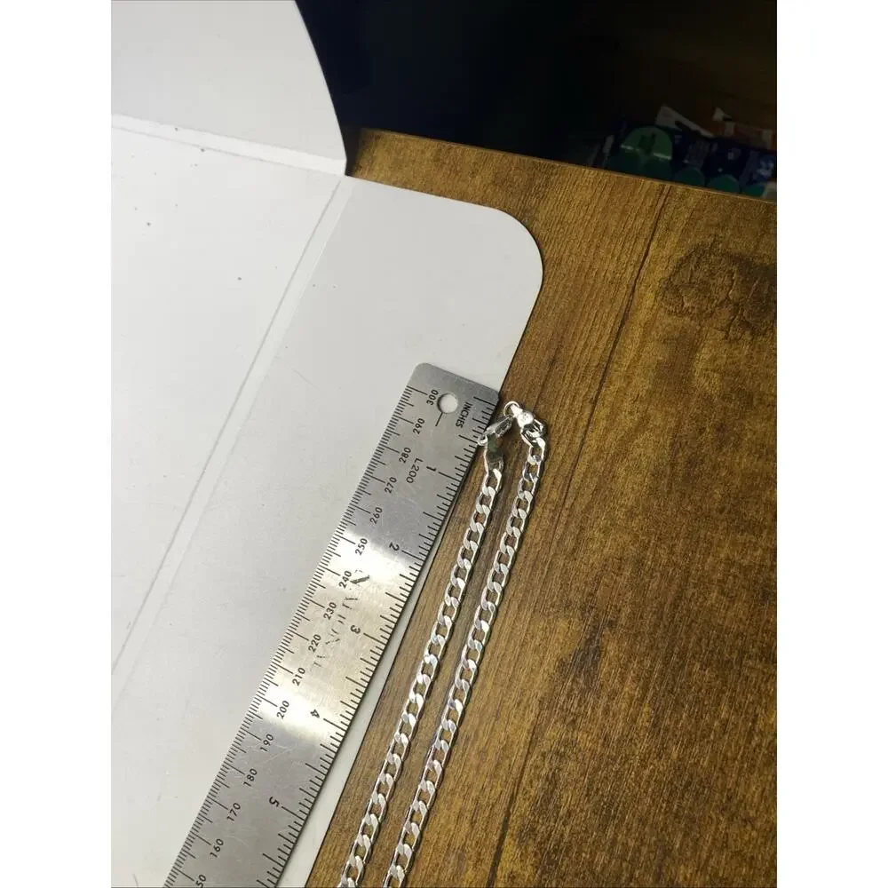 Mens Silver Tone Cuban Link Style Chain Necklace